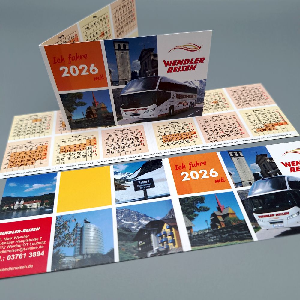 Taschenkalender als Klappvisitenkarte