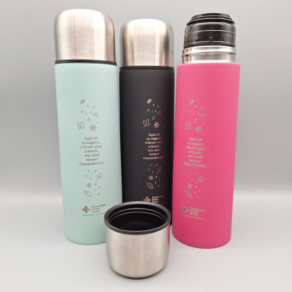 Lackierte Trinkflaschen mit Lasergravur